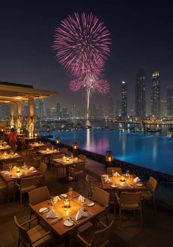 ZETA Seventy Seven Rooftop infinity pool, Asian dining, fireworks and skyline views.