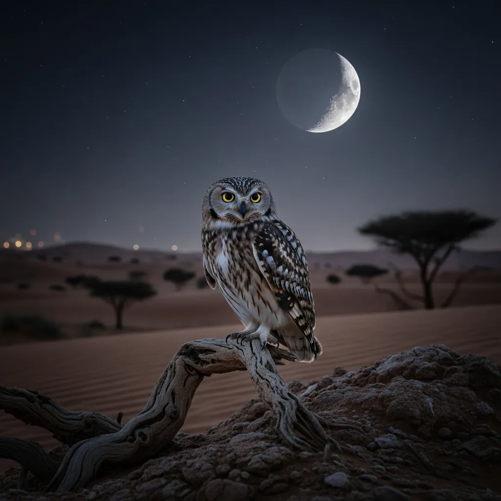 Desert owl spotting Dubai with night call