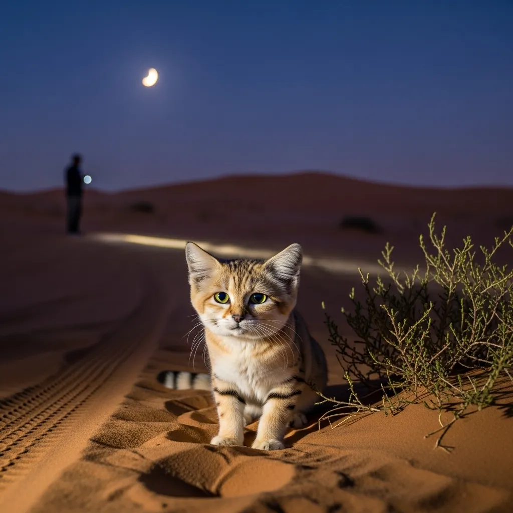 Sand cat sighting Dubai during guided night safari