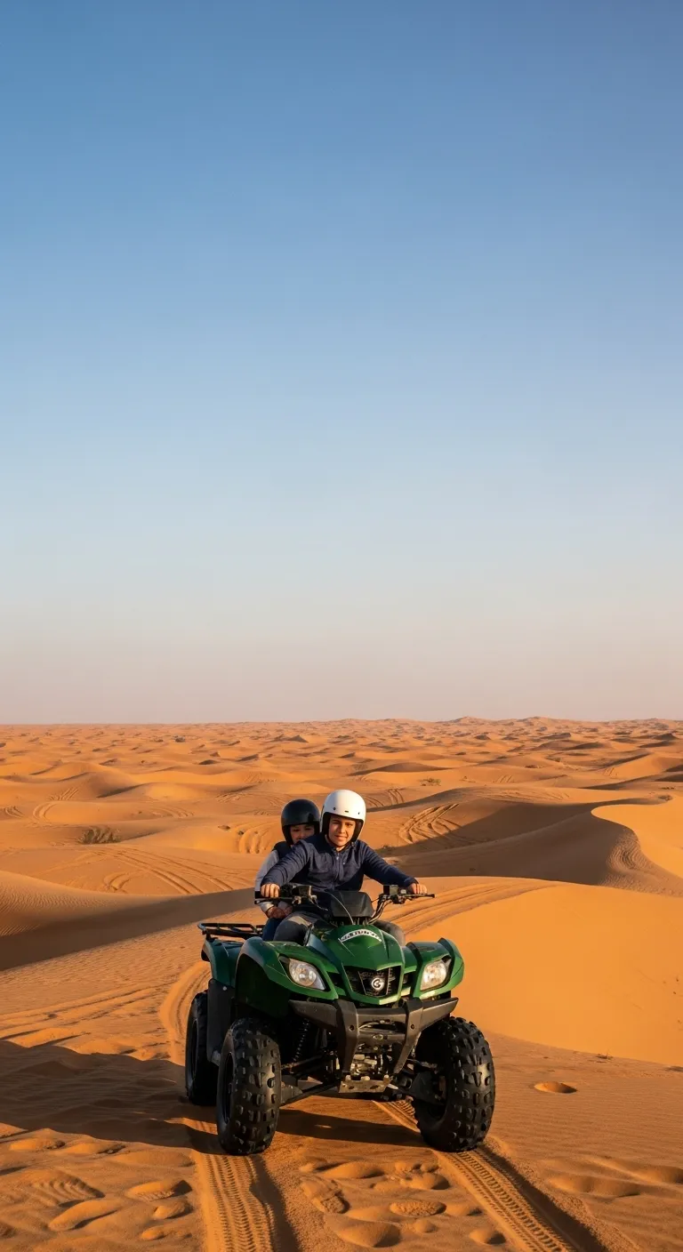 Tourists enjoying Dubai desert safari in winter season with pleasant climate