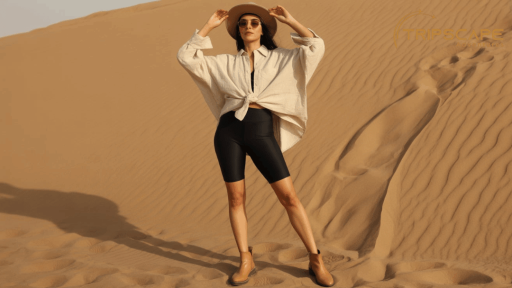 Oversized Shirt + Cycling Shorts (Layered Look)